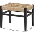 bali & pari Amber Seagrass Accent Bench - Handwoven Natural Fiber Stool with Black Wood Frame, Compact Coastal Boho Seating for Living Room or Entryway