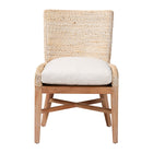 bali & pari Ridley Seagrass Dining Chair with Mahogany Wood Frame - Coastal Accent Chair with Woven Square Back and Cushioned Seat for Dining Room or Kitchen, Whitewash