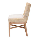 bali & pari Ridley Seagrass Dining Chair with Mahogany Wood Frame - Coastal Accent Chair with Woven Square Back and Cushioned Seat for Dining Room or Kitchen, Whitewash