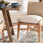 bali & pari Ridley Seagrass Dining Chair with Mahogany Wood Frame - Coastal Accent Chair with Woven Square Back and Cushioned Seat for Dining Room or Kitchen, Whitewash