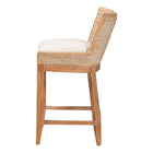 bali & pari Ridley Seagrass Counter Stool with Mahogany Wood Frame - Coastal Seating with Woven Square Back and Cushioned Seat for Kitchen Island or Breakfast Bar, Whitewash