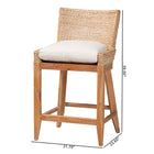 bali & pari Ridley Seagrass Counter Stool with Mahogany Wood Frame - Coastal Seating with Woven Square Back and Cushioned Seat for Kitchen Island or Breakfast Bar, Whitewash