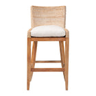 bali & pari Ridley Seagrass Bar Stool with Mahogany Wood Frame - Coastal Seating with Woven Square Back and Cushioned Seat for Bar Island or Lounge, Whitewash