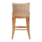 bali & pari Ridley Seagrass Bar Stool with Mahogany Wood Frame - Coastal Seating with Woven Square Back and Cushioned Seat for Bar Island or Lounge, Whitewash