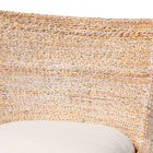 bali & pari Ridley Seagrass Bar Stool with Mahogany Wood Frame - Coastal Seating with Woven Square Back and Cushioned Seat for Bar Island or Lounge, Whitewash