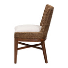 bali & pari Ridley Seagrass Dining Chair with Mahogany Wood Frame - Coastal Accent Chair with Woven Square Back and Cushioned Seat for Dining Room or Kitchen, Brown Wash