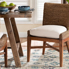 bali & pari Ridley Seagrass Dining Chair with Mahogany Wood Frame - Coastal Accent Chair with Woven Square Back and Cushioned Seat for Dining Room or Kitchen, Brown Wash