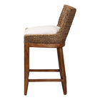 bali & pari Ridley Seagrass Counter Stool with Mahogany Wood Frame - Coastal Seating with Woven Square Back and Cushioned Seat for Kitchen Island or Breakfast Bar, Brown Wash