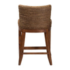 bali & pari Ridley Seagrass Counter Stool with Mahogany Wood Frame - Coastal Seating with Woven Square Back and Cushioned Seat for Kitchen Island or Breakfast Bar, Brown Wash