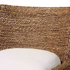 bali & pari Ridley Seagrass Counter Stool with Mahogany Wood Frame - Coastal Seating with Woven Square Back and Cushioned Seat for Kitchen Island or Breakfast Bar, Brown Wash
