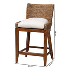 bali & pari Ridley Seagrass Counter Stool with Mahogany Wood Frame - Coastal Seating with Woven Square Back and Cushioned Seat for Kitchen Island or Breakfast Bar, Brown Wash