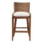bali & pari Ridley Seagrass Bar Stool with Mahogany Wood Frame - Coastal Seating with Woven Square Back and Cushioned Seat for Bar Island or Lounge, Brown Wash