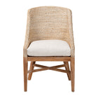 bali & pari Jasper Seagrass Dining Chair with Mahogany Wood Frame - Coastal Accent Chair with Woven Wingback and Cushioned Seat for Dining Room or Kitchen, Whitewash