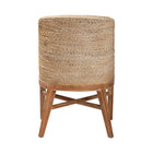 bali & pari Jasper Seagrass Dining Chair with Mahogany Wood Frame - Coastal Accent Chair with Woven Wingback and Cushioned Seat for Dining Room or Kitchen, Whitewash