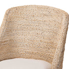 bali & pari Jasper Seagrass Dining Chair with Mahogany Wood Frame - Coastal Accent Chair with Woven Wingback and Cushioned Seat for Dining Room or Kitchen, Whitewash