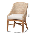 bali & pari Jasper Seagrass Dining Chair with Mahogany Wood Frame - Coastal Accent Chair with Woven Wingback and Cushioned Seat for Dining Room or Kitchen, Whitewash