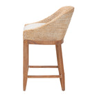 bali & pari Jasper Seagrass Counter Stool with Mahogany Wood Frame - Coastal Seating with Woven Wingback and Cushioned Seat for Kitchen Island or Breakfast Bar, Whitewash