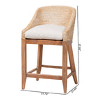 bali & pari Jasper Seagrass Counter Stool with Mahogany Wood Frame - Coastal Seating with Woven Wingback and Cushioned Seat for Kitchen Island or Breakfast Bar, Whitewash