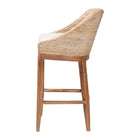 bali & pari Jasper Seagrass Bar Stool with Mahogany Wood Frame - Coastal Seating with Woven Wingback and Cushioned Seat for Bar Island or Lounge, Whitewash