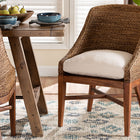 bali & pari Jasper Seagrass Dining Chair with Mahogany Wood Frame - Coastal Accent Chair with Woven Wingback and Cushioned Seat for Dining Room or Kitchen, Brown Wash