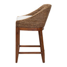bali & pari Jasper Seagrass Counter Stool with Mahogany Wood Frame - Coastal Seating with Woven Wingback and Cushioned Seat for Kitchen Island or Breakfast Bar, Brown Wash