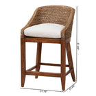 bali & pari Jasper Seagrass Counter Stool with Mahogany Wood Frame - Coastal Seating with Woven Wingback and Cushioned Seat for Kitchen Island or Breakfast Bar, Brown Wash