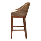 bali & pari Jasper Seagrass Bar Stool with Mahogany Wood Frame - Coastal Seating with Woven Wingback and Cushioned Seat for Bar Island or Lounge, Brown Wash