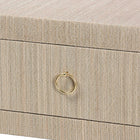 bali & pari Noah Grasscloth 2-Drawer Console Table - Woven Texture Entryway Table with Gold Ring Pulls, Narrow Hallway or Living Room Accent Table, Beige