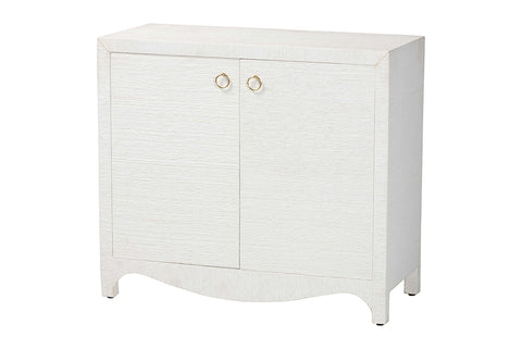 bali & pari Ximena Grasscloth Storage Cabinet - 2-Door Woven Accent Cabinet with Gold Ring Pulls for Living Room, Bedroom, or Entryway