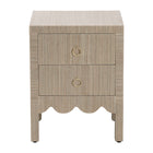 bali & pari Juniper Grasscloth Nightstand with Scalloped Base - Woven Texture 2-Drawer Bedside Table with Gold Ring Pulls, Accent Bedroom Storage Furniture