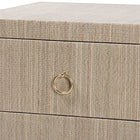 bali & pari Juniper Grasscloth Nightstand with Scalloped Base - Woven Texture 2-Drawer Bedside Table with Gold Ring Pulls, Accent Bedroom Storage Furniture