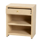 bali & pari William Grasscloth 1-Drawer Nightstand with Open Shelves - Woven Texture Bedside Table with Gold Knob, Modern Coastal Accent Table for Bedroom