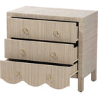 bali & pari Umika Grasscloth Nightstand with Scalloped Base - 3-Drawer Accent Chest with Gold Ring Pulls, Bedroom Storage Table or Side Cabinet