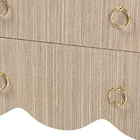 bali & pari Umika Grasscloth Nightstand with Scalloped Base - 3-Drawer Accent Chest with Gold Ring Pulls, Bedroom Storage Table or Side Cabinet