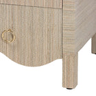 bali & pari Umika Grasscloth Nightstand with Scalloped Base - 3-Drawer Accent Chest with Gold Ring Pulls, Bedroom Storage Table or Side Cabinet