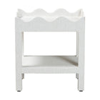 bali & pari Sebastian Grasscloth Scalloped End Table - 2-Tier Accent Table with Open Shelf Storage for Living Room, Bedroom, or Entryway, White