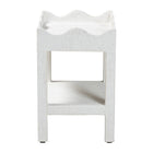 bali & pari Sebastian Grasscloth Scalloped End Table - 2-Tier Accent Table with Open Shelf Storage for Living Room, Bedroom, or Entryway, White