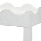 bali & pari Sebastian Grasscloth Scalloped End Table - 2-Tier Accent Table with Open Shelf Storage for Living Room, Bedroom, or Entryway, White
