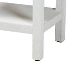 bali & pari Sebastian Grasscloth Scalloped End Table - 2-Tier Accent Table with Open Shelf Storage for Living Room, Bedroom, or Entryway, White