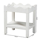 bali & pari Sebastian Grasscloth Scalloped End Table - 2-Tier Accent Table with Open Shelf Storage for Living Room, Bedroom, or Entryway, White