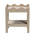 bali & pari Sebastian Grasscloth Scalloped End Table - 2-Tier Accent Table with Open Shelf Storage for Living Room, Bedroom, or Entryway, Beige