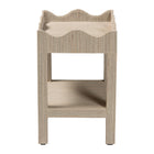 bali & pari Sebastian Grasscloth Scalloped End Table - 2-Tier Accent Table with Open Shelf Storage for Living Room, Bedroom, or Entryway, Beige