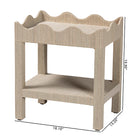 bali & pari Sebastian Grasscloth Scalloped End Table - 2-Tier Accent Table with Open Shelf Storage for Living Room, Bedroom, or Entryway, Beige