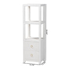 bali & pari Xavier Grasscloth Tall Storage Cabinet - Woven Accent Displaying Tower Bookcase with Open Shelves and Drawers, Space-Saving Organizer for Living Room, Bedroom, or Entryway