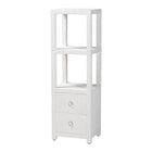 bali & pari Xavier Grasscloth Tall Storage Cabinet - Woven Accent Displaying Tower Bookcase with Open Shelves and Drawers, Space-Saving Organizer for Living Room, Bedroom, or Entryway