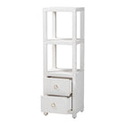 bali & pari Xavier Grasscloth Tall Storage Cabinet - Woven Accent Displaying Tower Bookcase with Open Shelves and Drawers, Space-Saving Organizer for Living Room, Bedroom, or Entryway