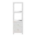 bali & pari Xavier Grasscloth Tall Storage Cabinet - Woven Accent Displaying Tower Bookcase with Open Shelves and Drawers, Space-Saving Organizer for Living Room, Bedroom, or Entryway