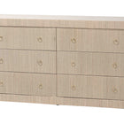 bali & pari Sage Natural Grasscloth Dresser - 6-Drawer Bedroom Storage Cabinet with Gold Ring Pulls, Modern Coastal Chest of Drawers