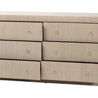 bali & pari Sage Natural Grasscloth Dresser - 6-Drawer Bedroom Storage Cabinet with Gold Ring Pulls, Modern Coastal Chest of Drawers
