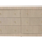bali & pari Sage Natural Grasscloth Dresser - 6-Drawer Bedroom Storage Cabinet with Gold Ring Pulls, Modern Coastal Chest of Drawers